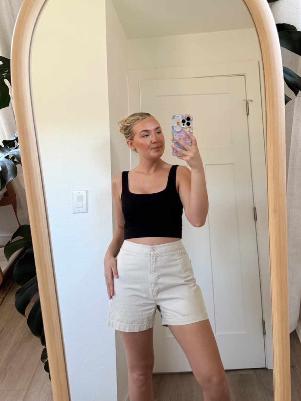 Halogen Cream High-Rise Bermuda Shorts